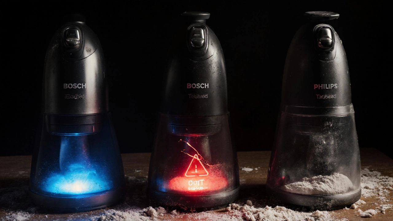 Bosch, Kenwood and Philips appliances side by side, symbolizing reliability versus failure.